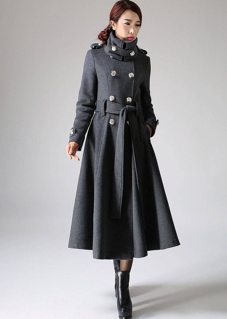 Long black coat Trench coat military coat long coat black Etsy