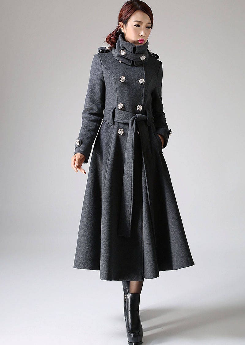 Long black coat Trench coat military coat long coat black | Etsy