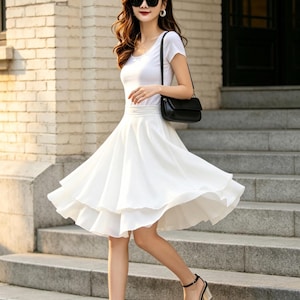 White Knee Flowy Skirt - Etsy White Knee Flowy Skirt - Etsy