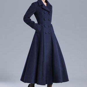 Women's Double Breasted Long Wool Coat, Vintage Inspired Wool Winter ...
