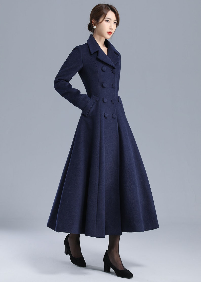 Women's Double Breasted Long Wool Coat Vintage Inspired - Etsy