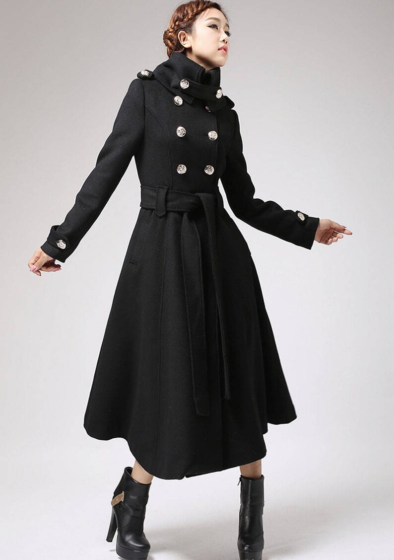 Long black coat Trench coat military coat long coat black Etsy