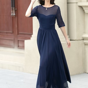 Maxi robe en mousseline de soie, robe ajustée et évasée en mousseline de soie, robe pour femme, robe d'été, robe évasée, robe de bal, robe de soirée, robe sur mesure, Xiaolizi5143 image 4