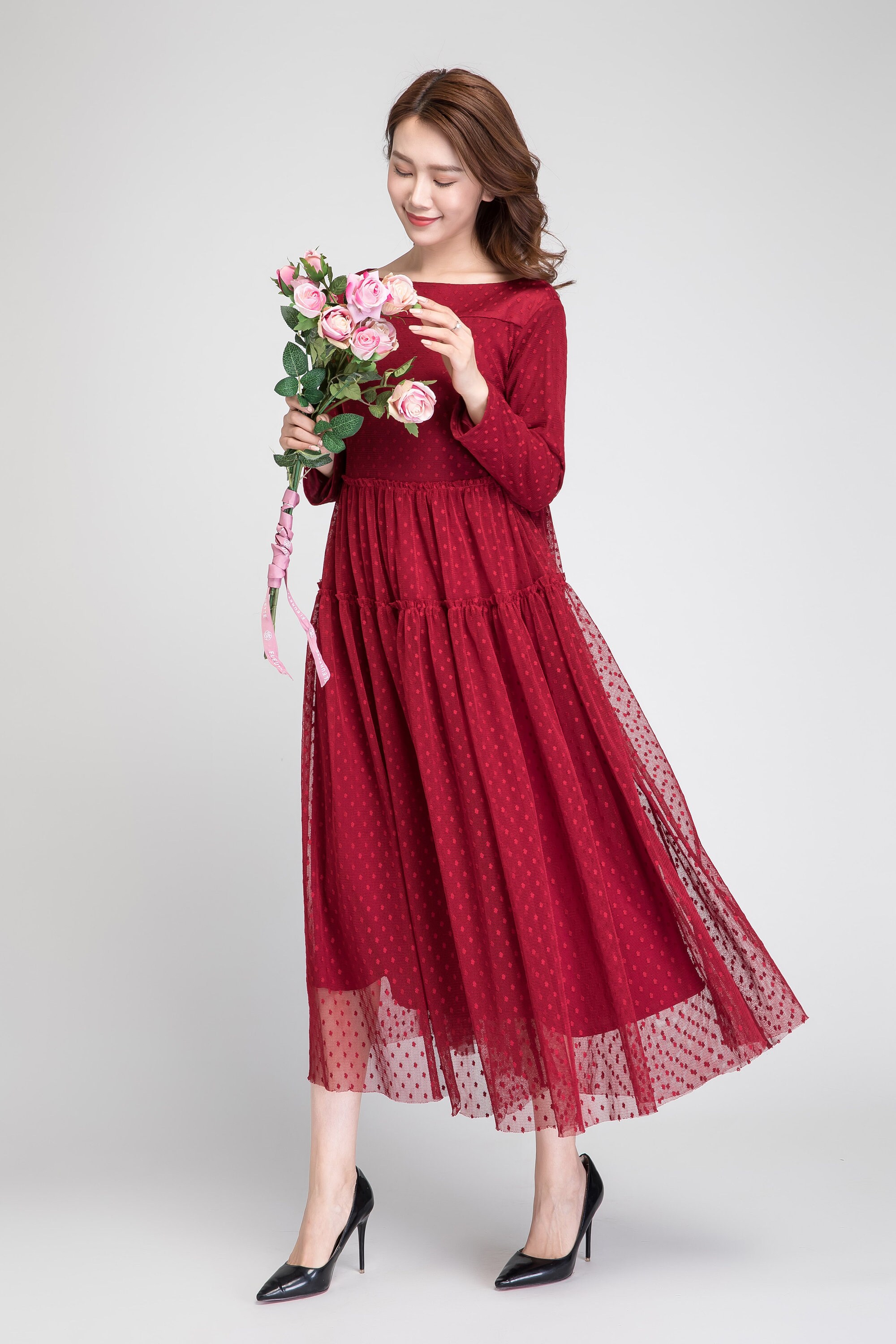 robe de tulle rouge robe longue en tulle robe de mariée en Etsy