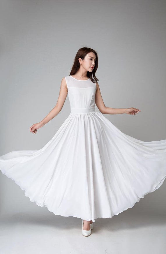 White sleeveless fit and flare maxi dress 1535# White sleeveless fit and flare maxi dress 1535#