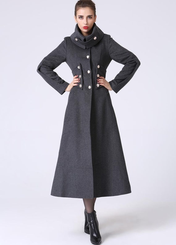 Gray Military swing wool coat for winter 1063# Gray Military swing wool coat for winter 1063#