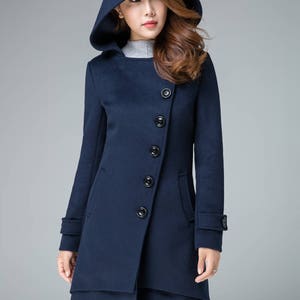 Asymmetrical Coat Hooded Coat Wool Coat Winter Coat Women - Etsy