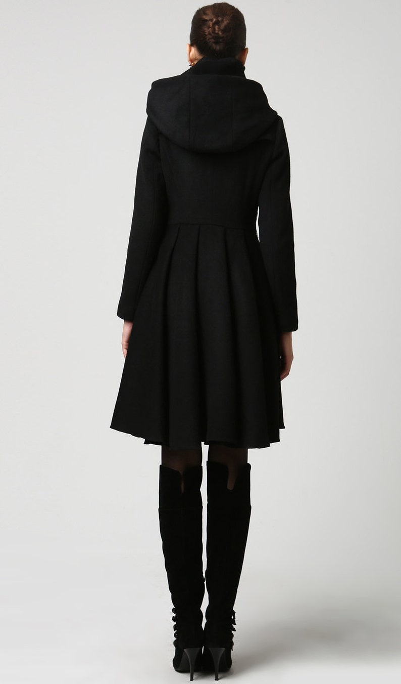 hooded skirted coat