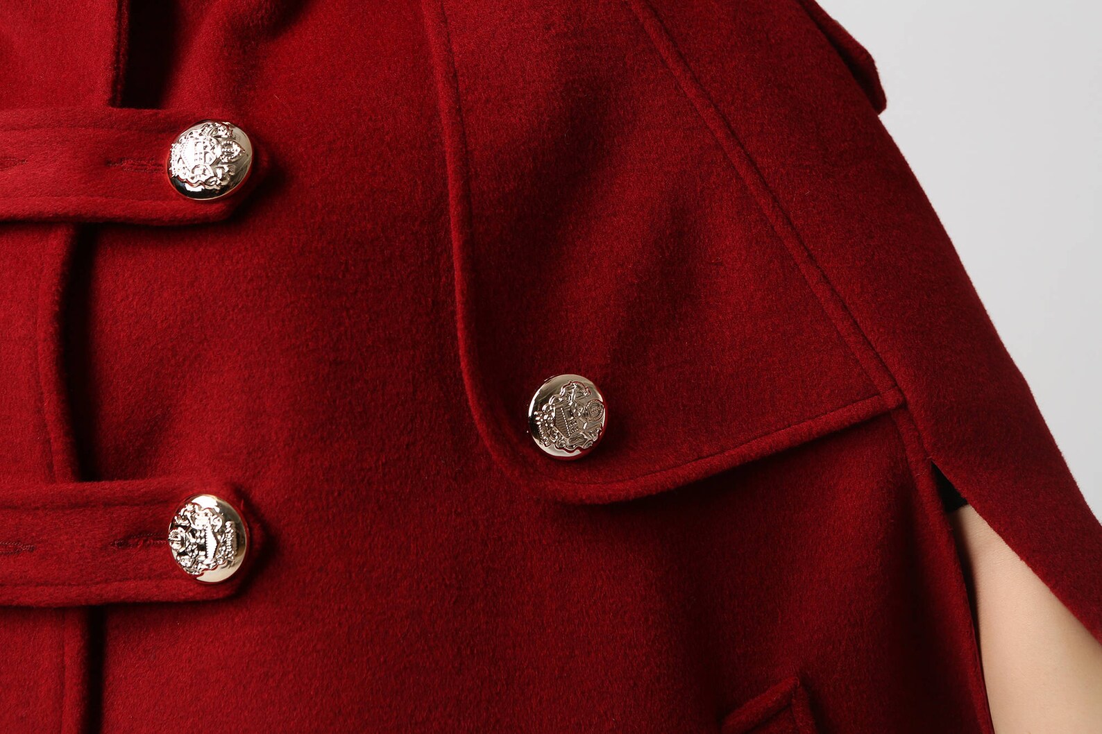 Womens wool red Cape coat with hood Hooded cape coat Wool Etsy