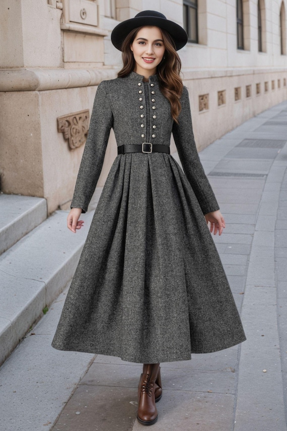 slim fit dress slacks Tuckernuck Gray Wool Rhoda Midi Dress Grey / 4 main image 0
