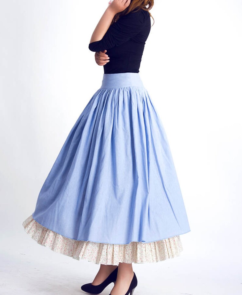 Cotton Linen Maxi skirt TwoLayer ALine Linen skirt Bohemian Etsy