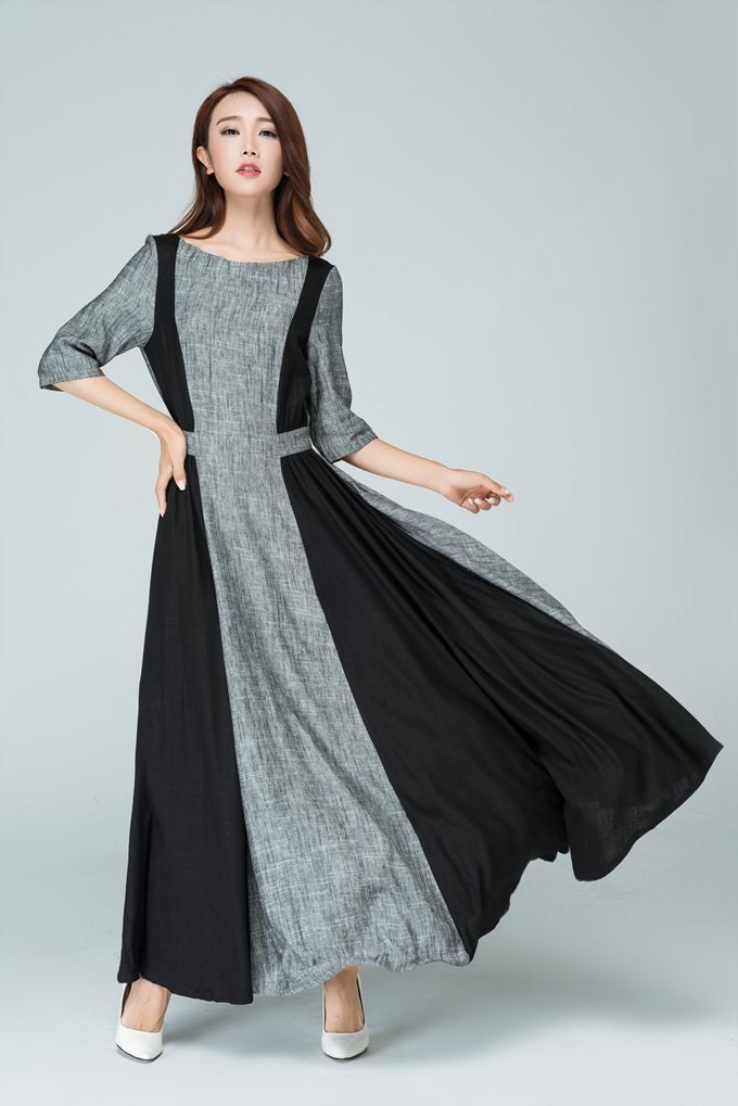 black and grey maxi dress Women's Grey Maxi Dresses