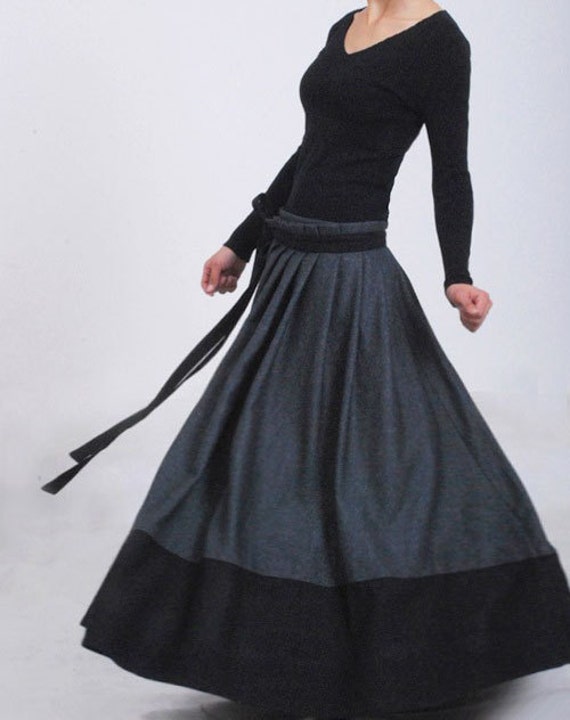 Gray Wool Wrap Skirt for winter MM68# Gray Wool Wrap Skirt for winter MM68#