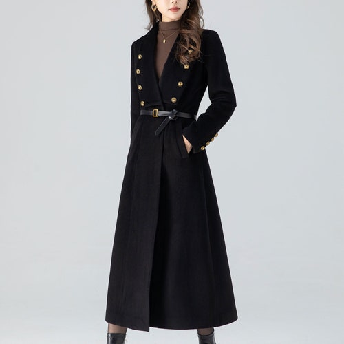 ⭐︎ willfully 23AW flare long coat Gray Wool Blend Midi Coat, Fit & Flare, Winter Outerwear, Xiaolizi