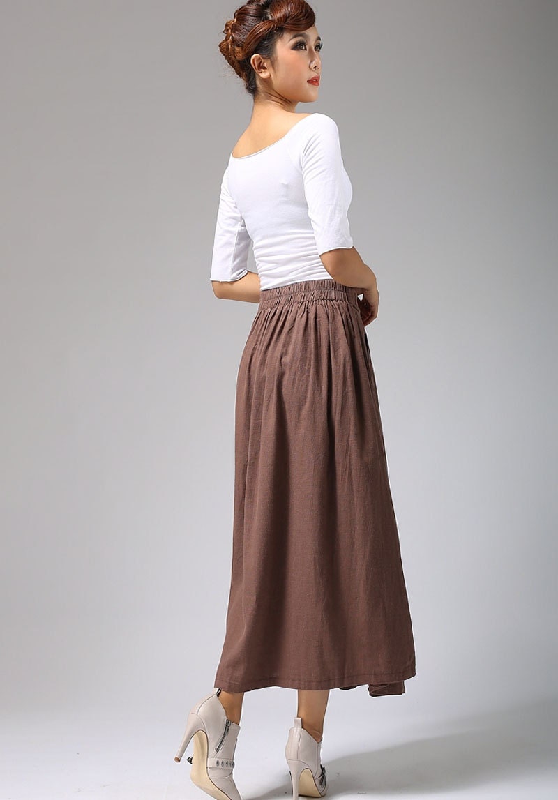 Women's Long Linen Maxi Skirt A Line Gathered Skirt - Etsy