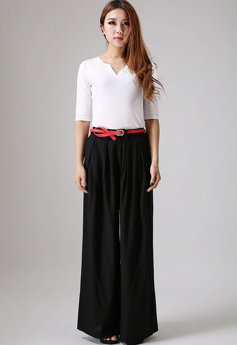Black Linen Pants Outfit Summer Casual Street Styles, Women's Wide Leg Linen  Pants With Pockets, Long Linen Palazzo Pants 0873 -  Canada