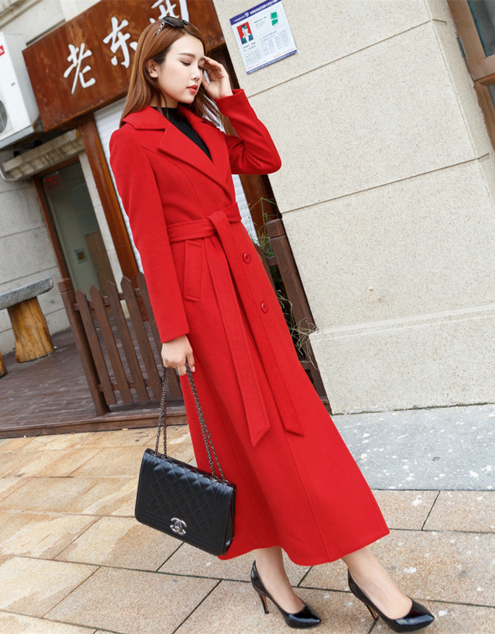 Long Wool Coat Green Wool Coat Wool Coat Women Long Sleeves Etsy