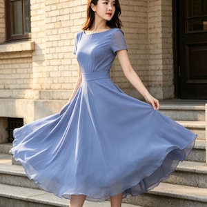 cornflower blue bridesmaid dress uk Lace Neck Satin Twill Maxi Dress - Cornflower Blue main image 1