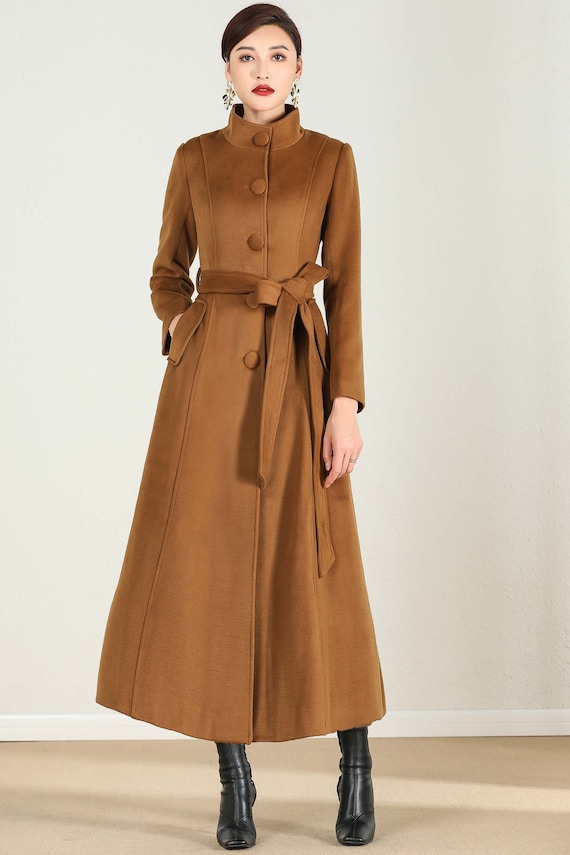 Vintage Inspired Long Wool Coat, Winter Coat Women, Wool Coat Women, Fit  and Flare Coat, Double Breasted Wedding Wool Coat, Xiaolizi 2412 