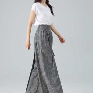 Linen pants, Skirt pants, Gray Linen pants, Wide leg pants, Capri pants, Wrap Linen pants, palazzo pants, casual pant, summer pants 4938 image 6