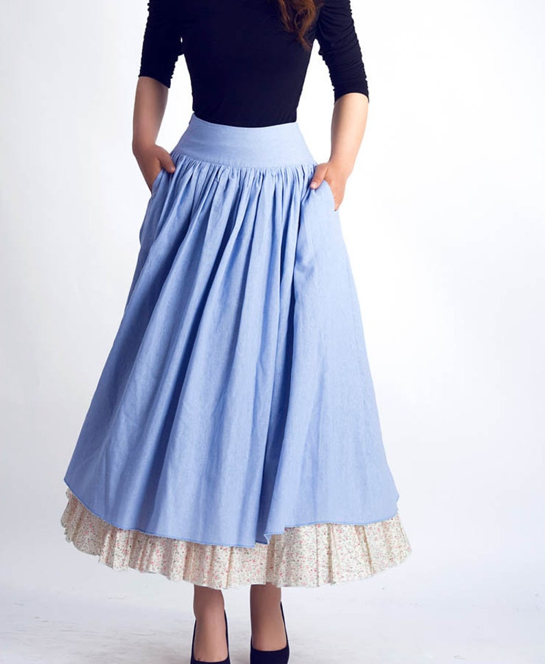 Cotton Linen Maxi skirt TwoLayer ALine Linen skirt Bohemian Etsy