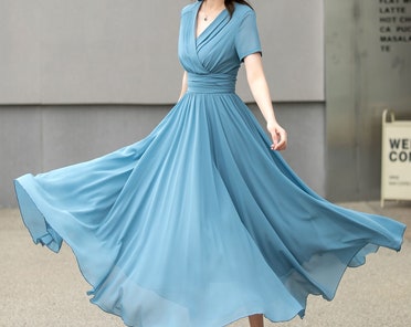 Blue Empire waist Chiffon Wedding dress 4266 Blue Empire waist Chiffon Wedding dress 4266