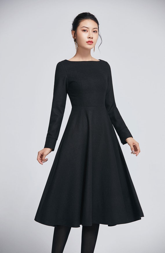 little black wool winter dress for women 2274 little black wool winter dress for women 2274