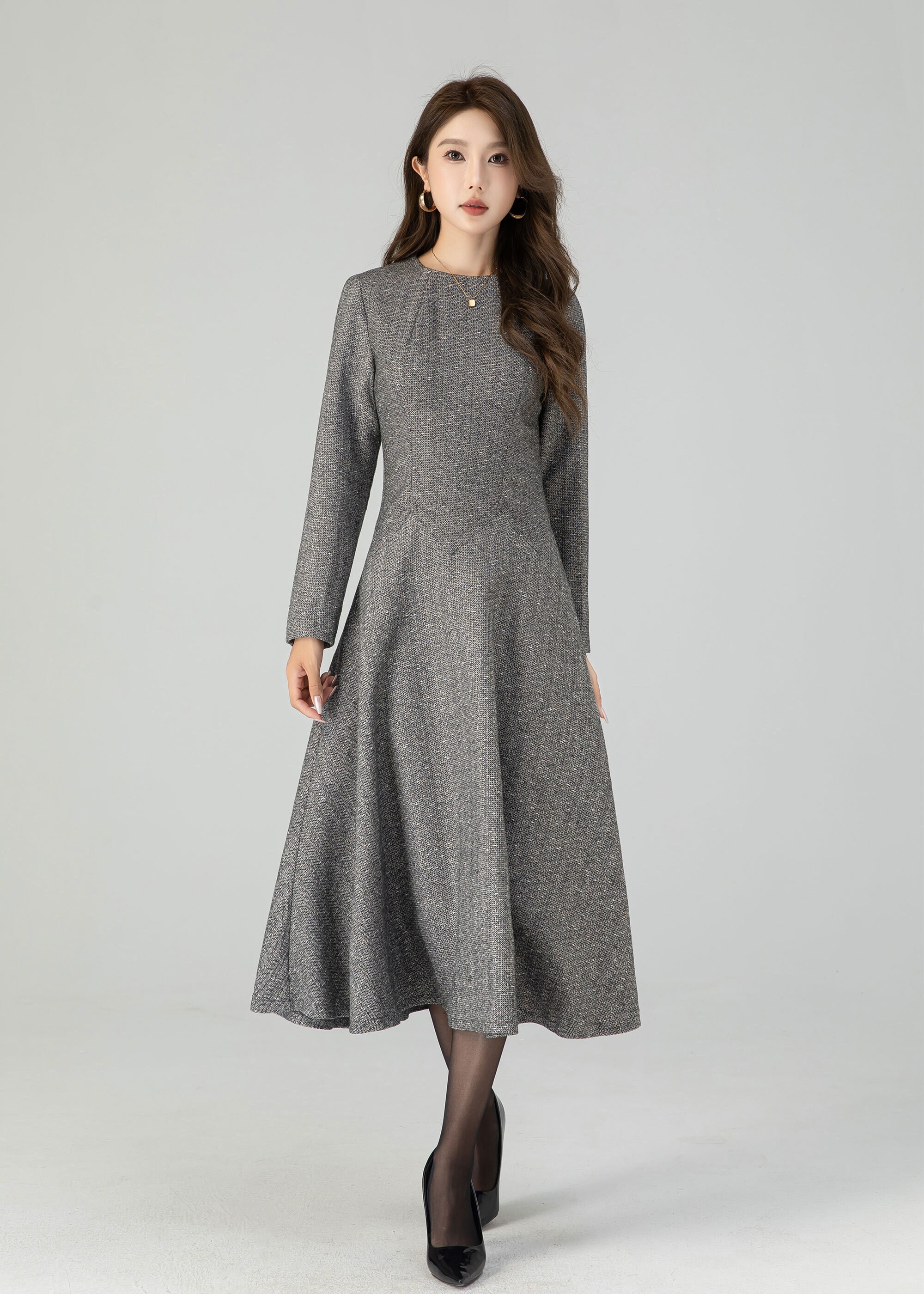 Wool Dress, Midi Wool Dress, A-line Wool Dress, Gray Wool Wool Dress, Midi Wool Dress, A-line Wool Dress, Gray Wool