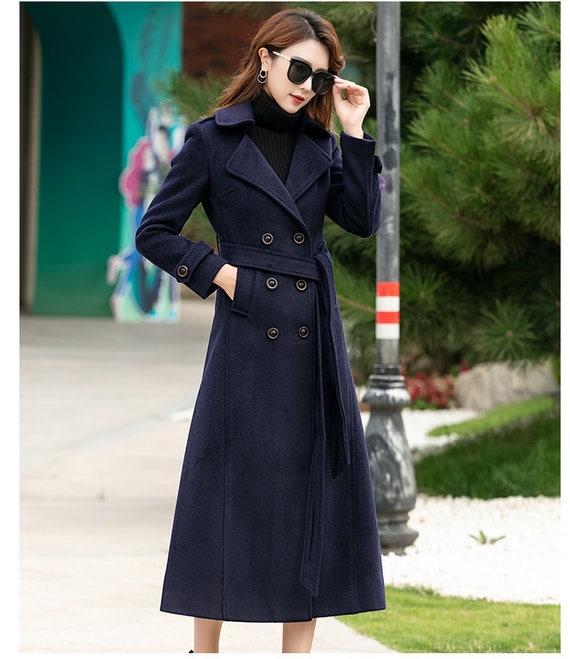 Womens Clothing Coats Long coats and winter coats Schneiders Wool Overcoat in Dark Blue Blue 