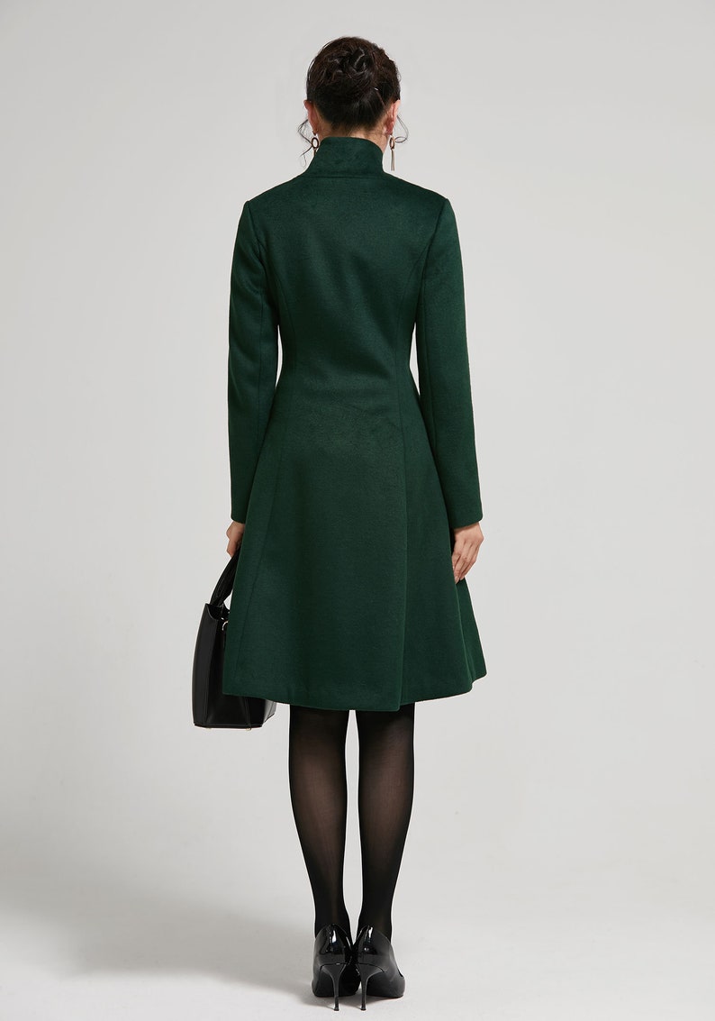 Emerald Green coat, Vintage Inspired Classic Wool Coat, Winter coat women, wool coat Women, Long sleeve coat, A Line wool coat 2313 image 5