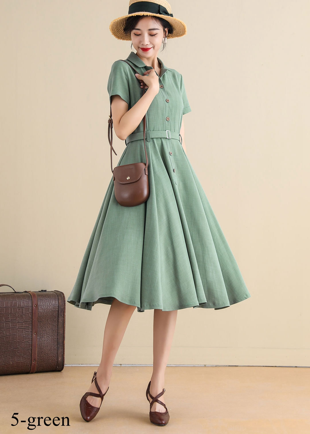 Unique Vintage Green Follow Your Heart Fit & Flare Dress