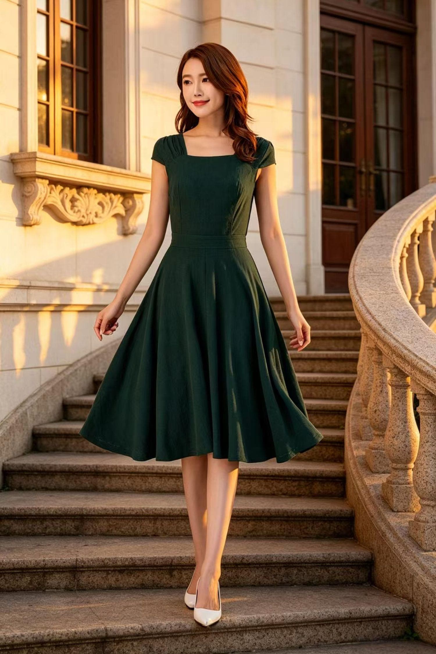 vintage green dresses for women Vintage Green Retro Print Mini Dress M/L Hotbox Vintage