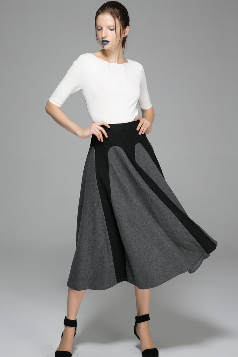 Patchwork Skirt Long Wool Skirt Unique Skirt Womens Skirts - Etsy
