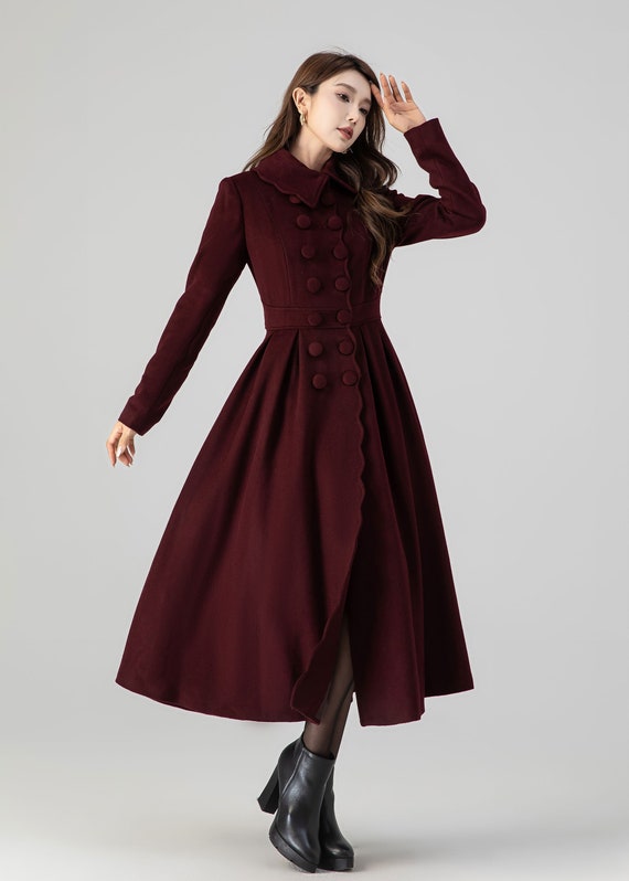 Burgundy princess winter wool coat 4517 Burgundy princess winter wool coat 4517