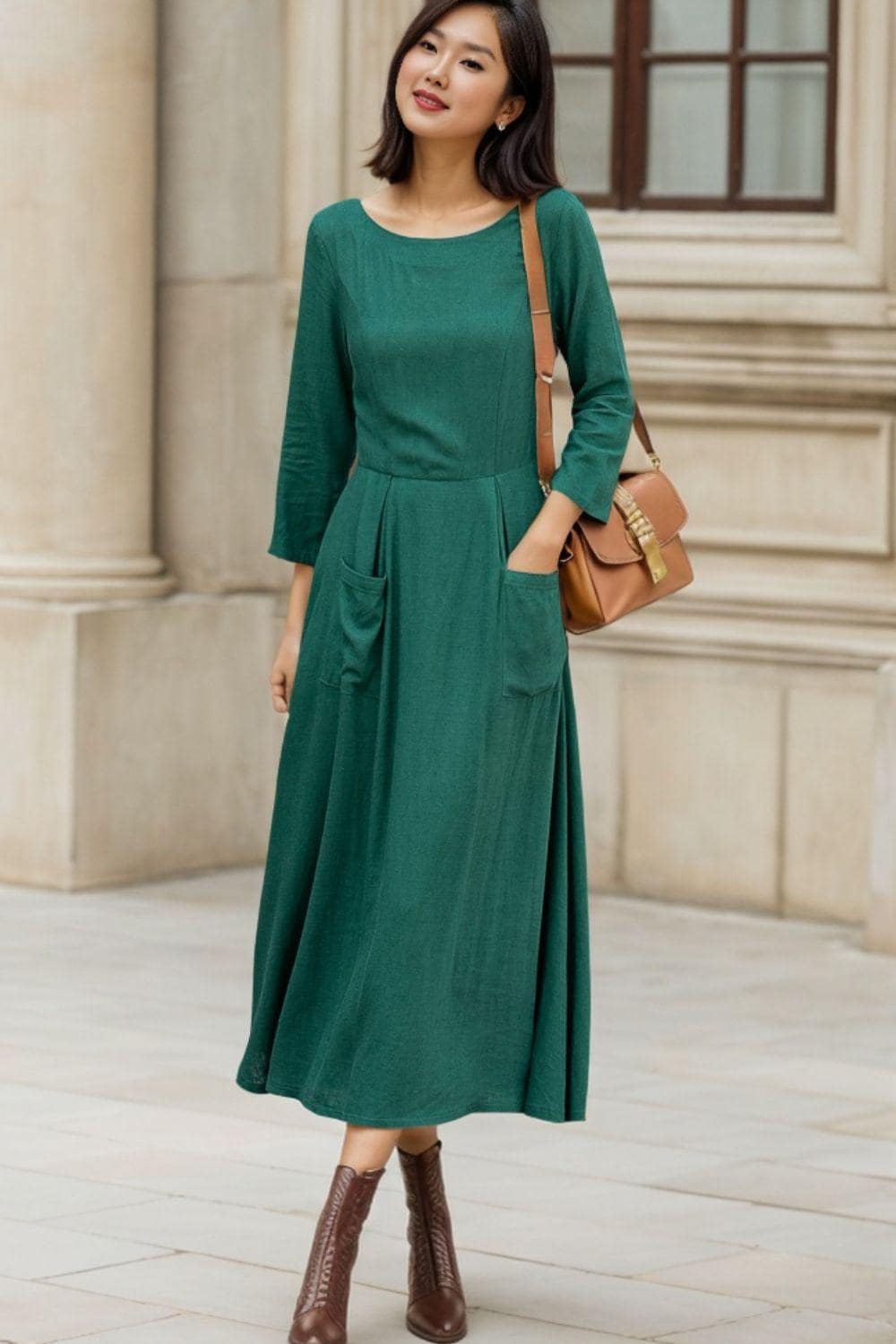 green dress with pockets Heather Sequin Dress – Retrofete main image 0