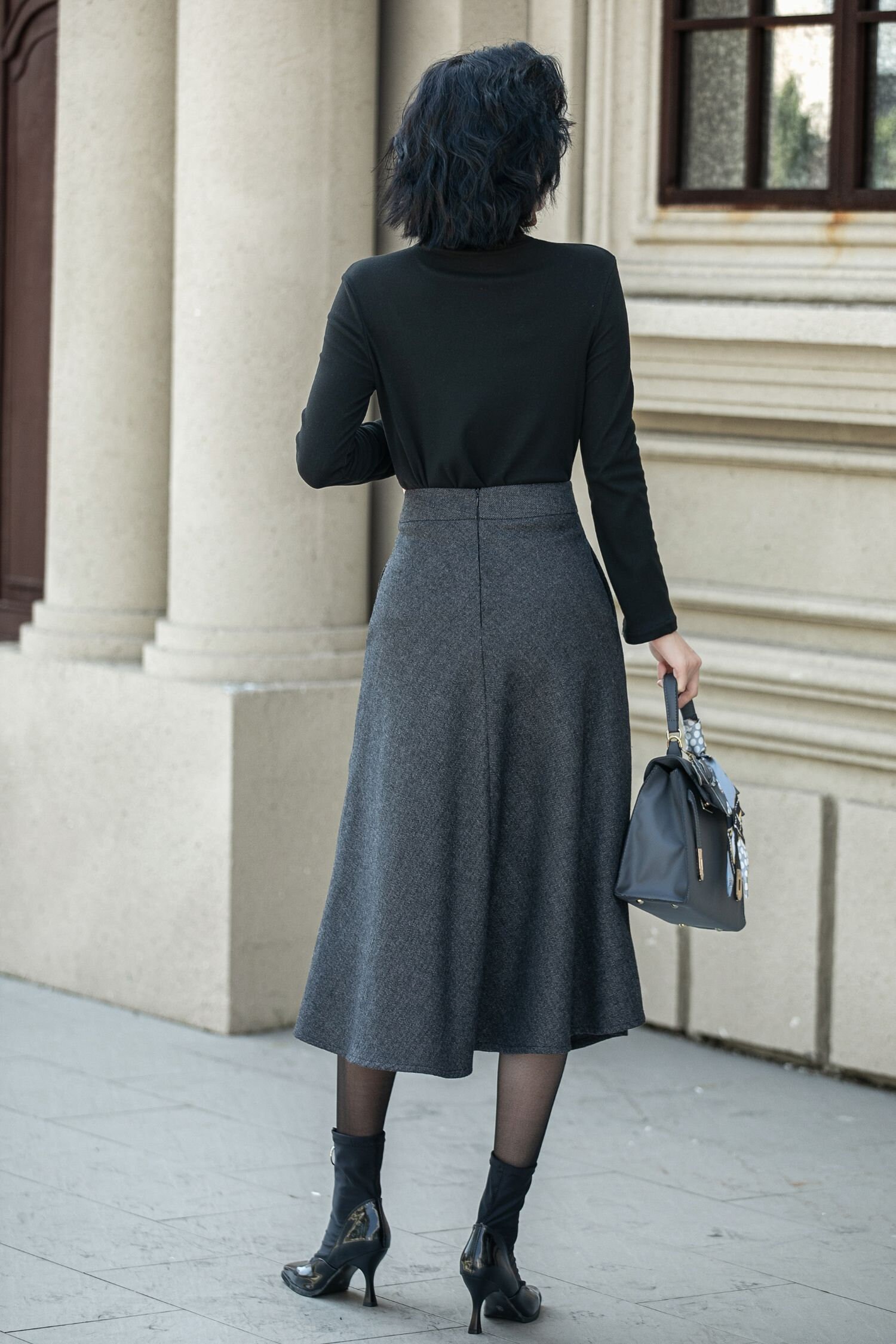 【海外限定】REISSウールスカート☆Nora Wool Blend Midi Skirt, Reiss Nora Wool Blend Midi Skirt, Navy