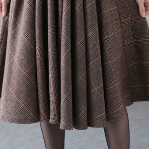 Midi Wool Skirt, Wool Plaid Skirt, Winter Circle Wool Skirt, Swing Skirt, A-Line Midi Skirt, High Waist wool Skirt, Handmade Skirt 3839 image 10