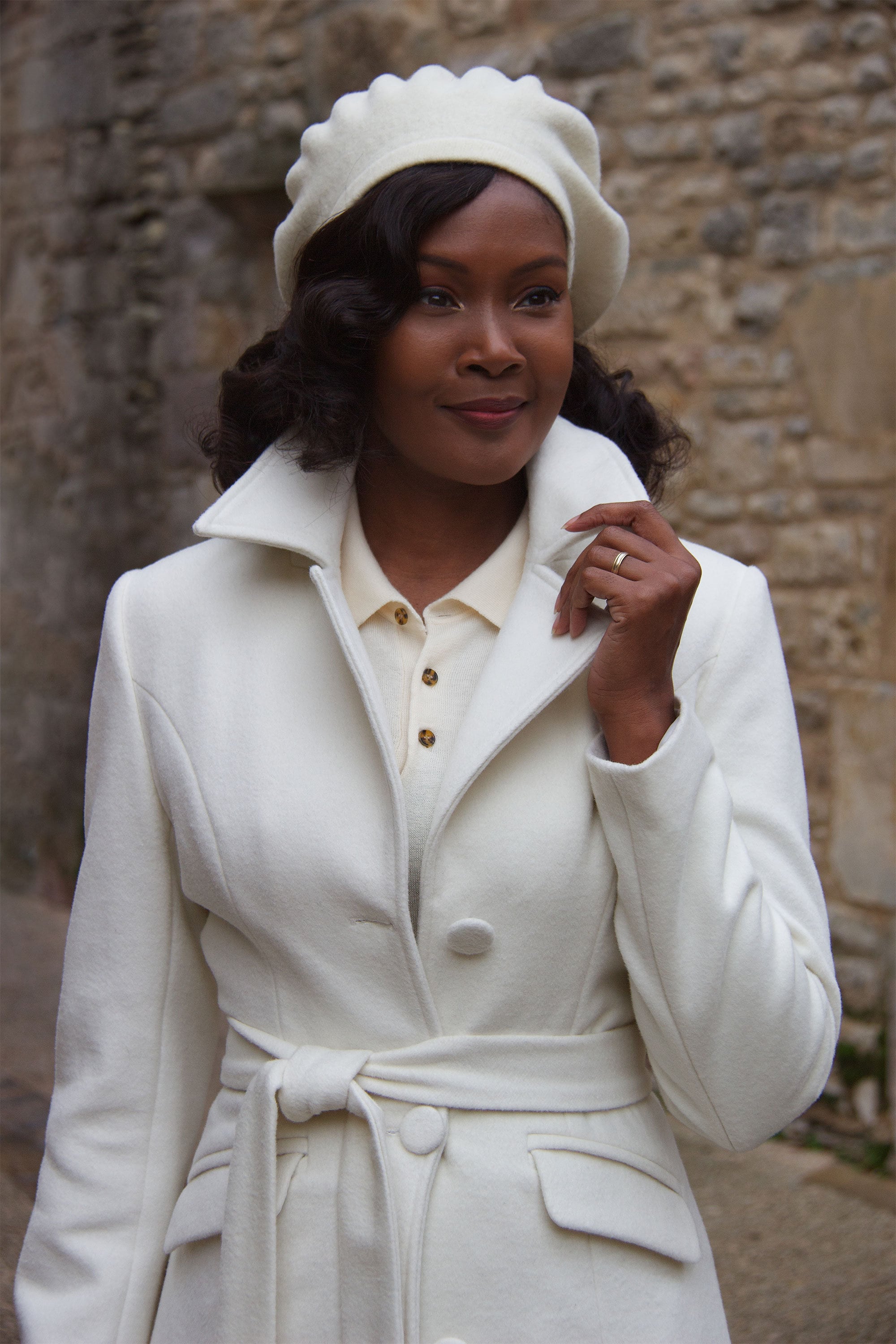 White Single Breasted Wool Coat, Long Wool Coat, Winter Wool Coat