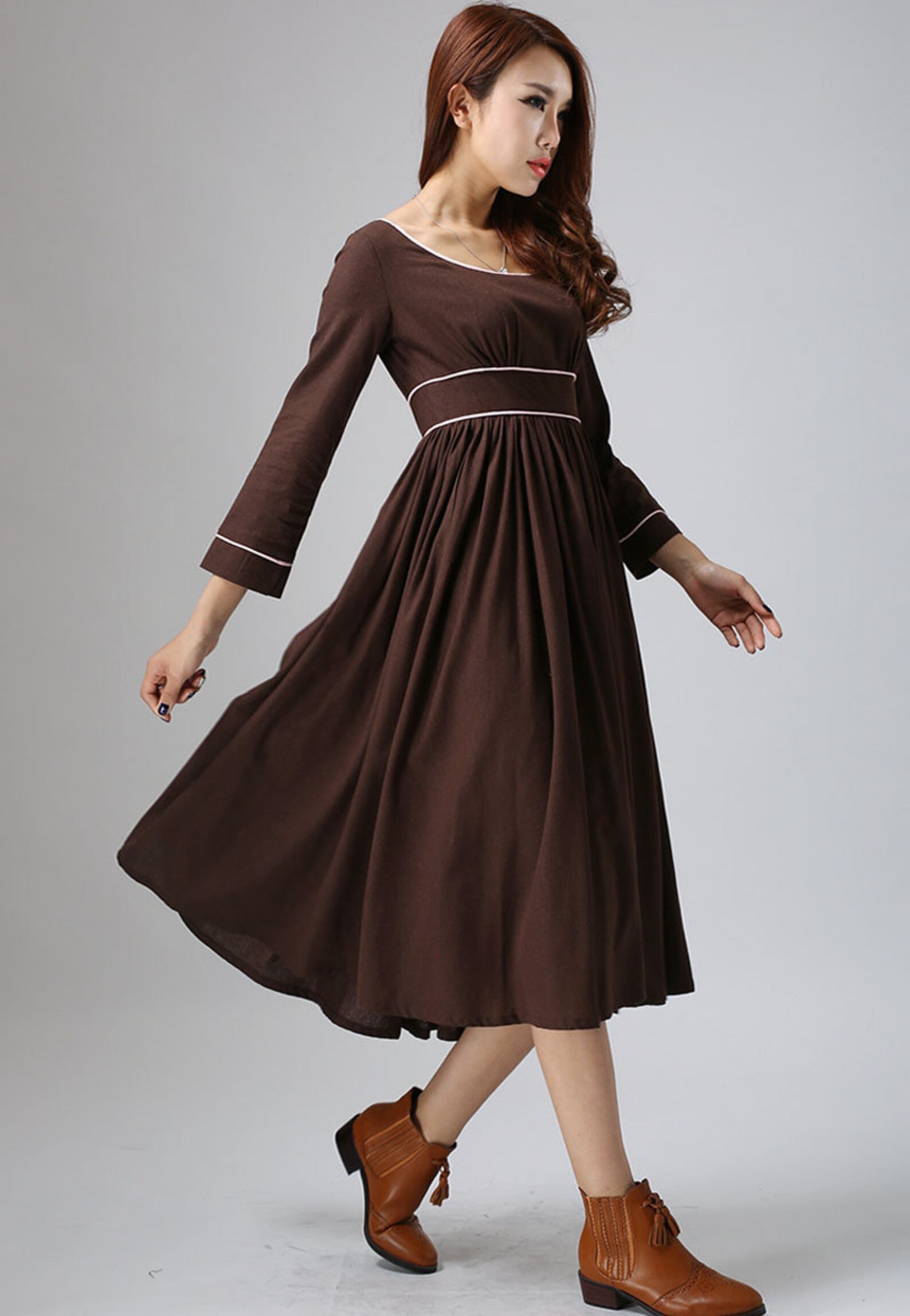 Tea Length Empire Waist Rayon Dress