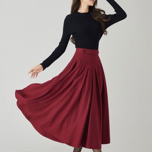 Wool skirt, Midi wool skirt, Swing wool skirt, Burgundy wool skirt, Womens wool skirt, Autumn and winter skirt, Custom skirt, Xiaolizi 4528 image 5
