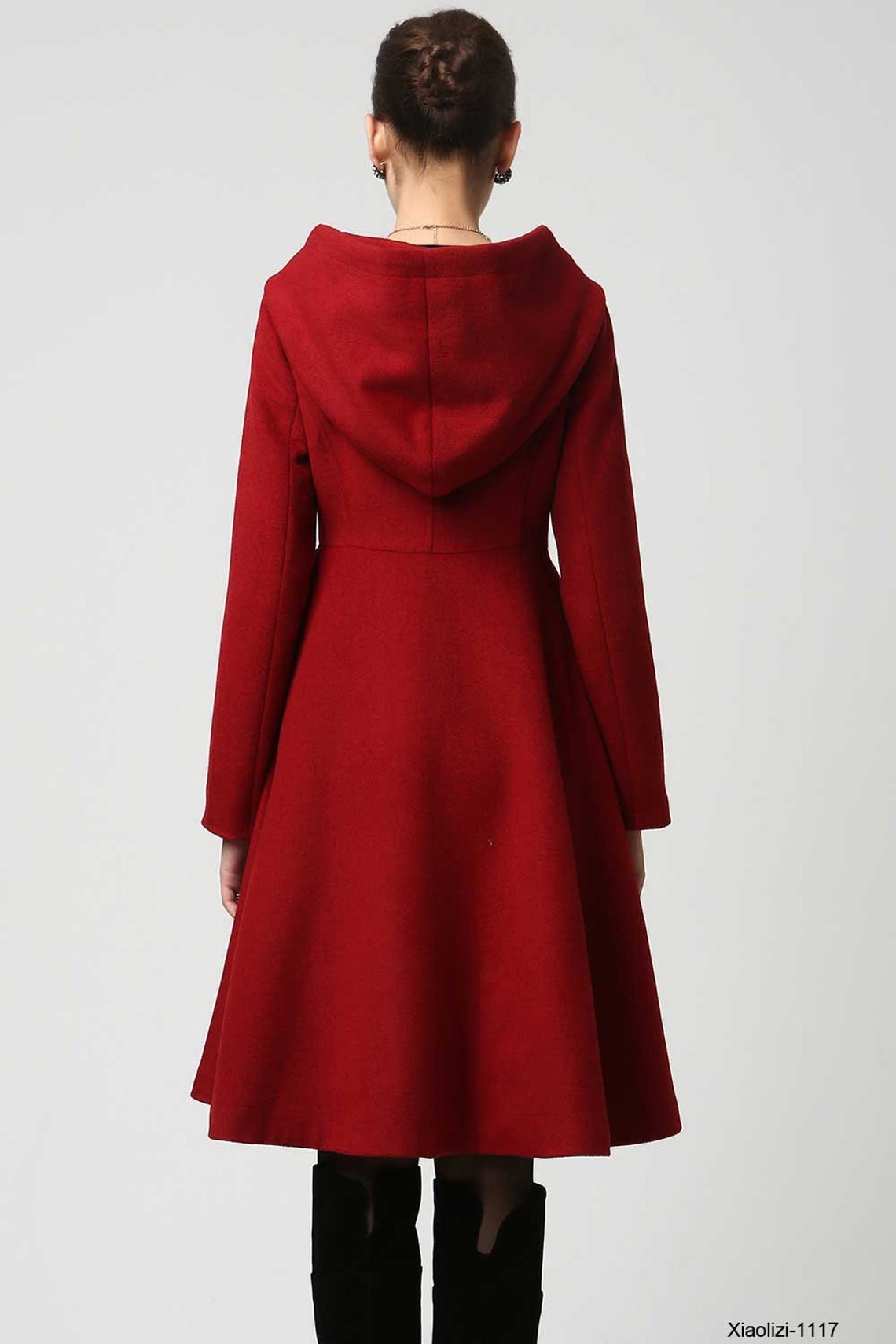 Red swing hooded princess coat Women's Winter Single | Etsy