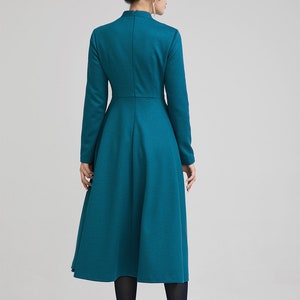 Vintage 1950s Wool Dress With Half-turtle Neck, Midi Wool Dress, Winter ...