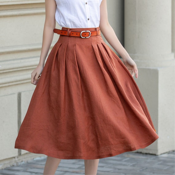 Linen Skirt Midi Linen Skirt A Line Linen Skirt Womens Pleated Linen Skirt Swing Linen Skirt Summer Skirt Custom Skirt Xiaolizi 4904 Etsy Australia