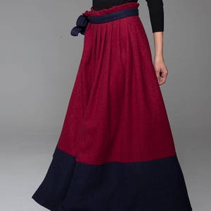 Long Wrap skirt, wool skirt, maxi skirt, patchwork skirt, winter skirt, modern clothing, pleated skirt, unique skirt, gift for mom MM68 image 8
