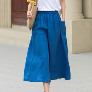 Linen skirt, Midi linen skirt, Blue linen skirt, A line skirt, Womens long linen skirt, Summer linen skirt, Custom skirt, Xiaolizi 4956 image 9