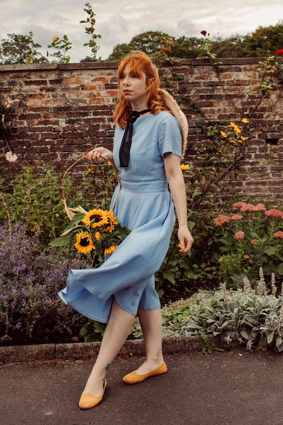 Swing fit and flare dress in Blue 2341# Swing fit and flare dress in Blue 2341#