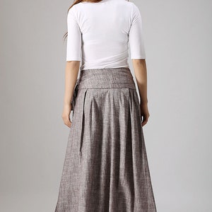 Linen skirt pockets, linen skirt, wrap skirt, linen wrap skirt, maxi skirt, womens skirts, maxi wrap skirt, linen skirt women 0872 image 5