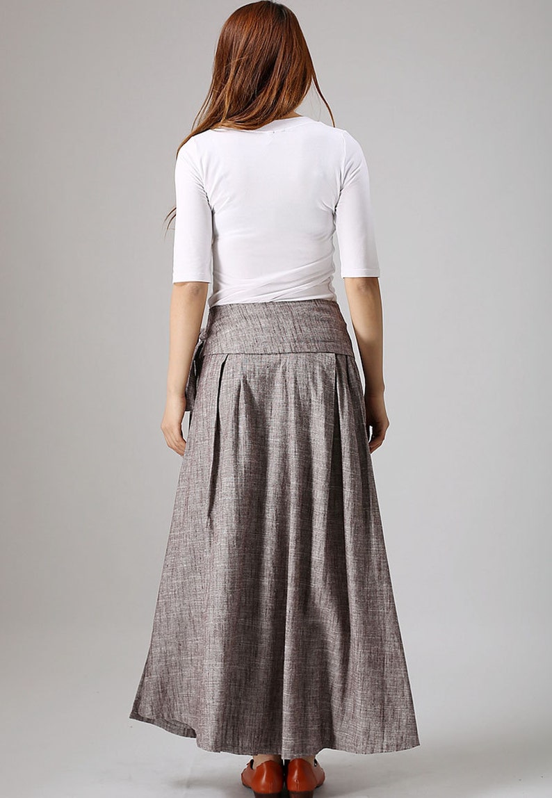 Linen skirt pockets, linen skirt, wrap skirt, linen wrap skirt, maxi skirt, womens skirts, maxi wrap skirt, linen skirt women 0872 image 5