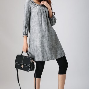 Linen tunic, Tunic dress, Linen dress, tunic top, women tunic, Plus size dress, Loose Linen dress, linen clothing, House dress 0783 image 6