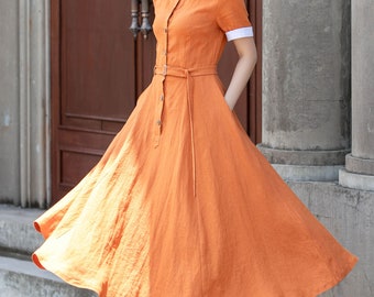 ミレム mirem Linen wide belt blouse （ORANGE） ミレム mirem Linen wide belt blouse （ORANGE） -ファッション